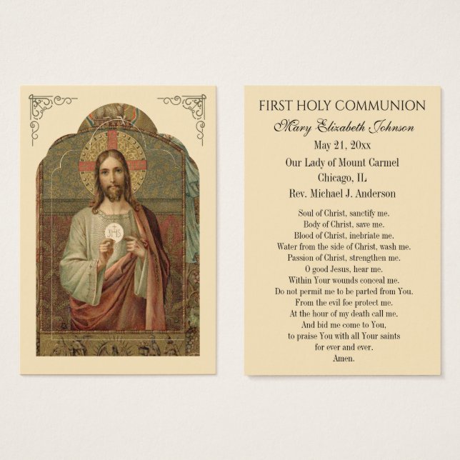 Remembrance Prayer Card for First Holy Communion (Front & Back)