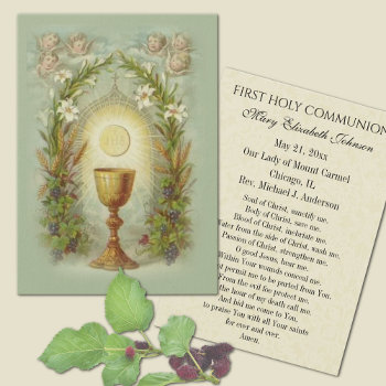 Remembrance Prayer Card For First Holy Communion by ShowerOfRoses at Zazzle