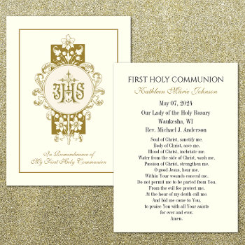 Remembrance Prayer Card For First Holy Communion by ShowerOfRoses at Zazzle