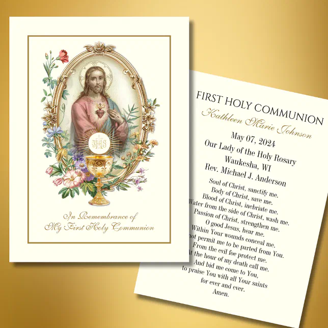 Remembrance Prayer Card for First Holy Communion | Zazzle