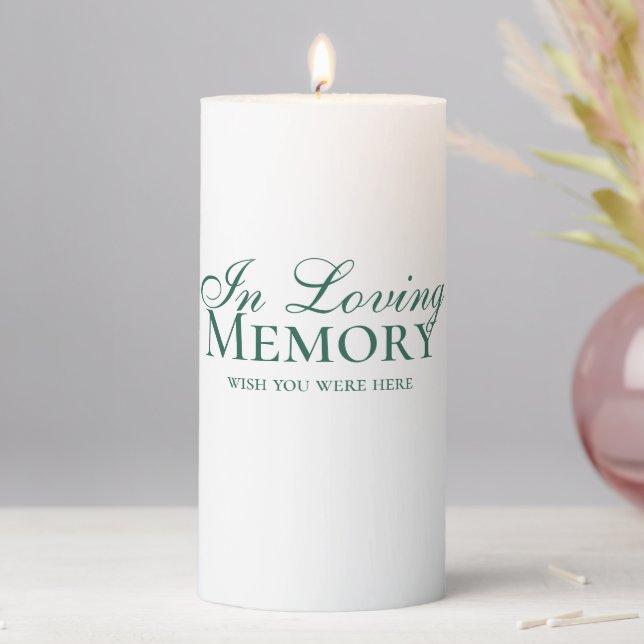 Remembrance Sage Green In Loving Memory Wedding Pillar Candle (In Situ)