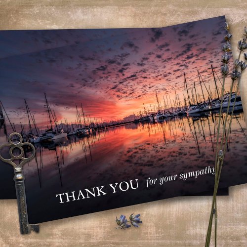 Remembrance Sunset Docks Funeral Thank You Card