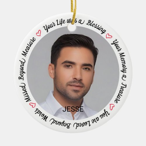 Remembrance Sympathy Keepsake Memorial Photo  Ceramic Ornament