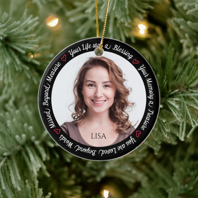 Remembrance Sympathy Keepsake Memorial Photo  Ceramic Ornament (Tree)