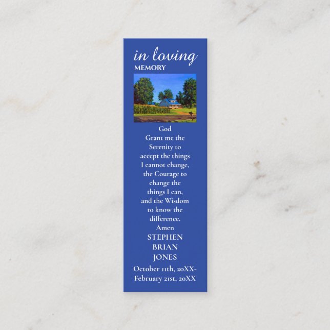 Remembrance Sympathy Photo Prayer Card (Front)