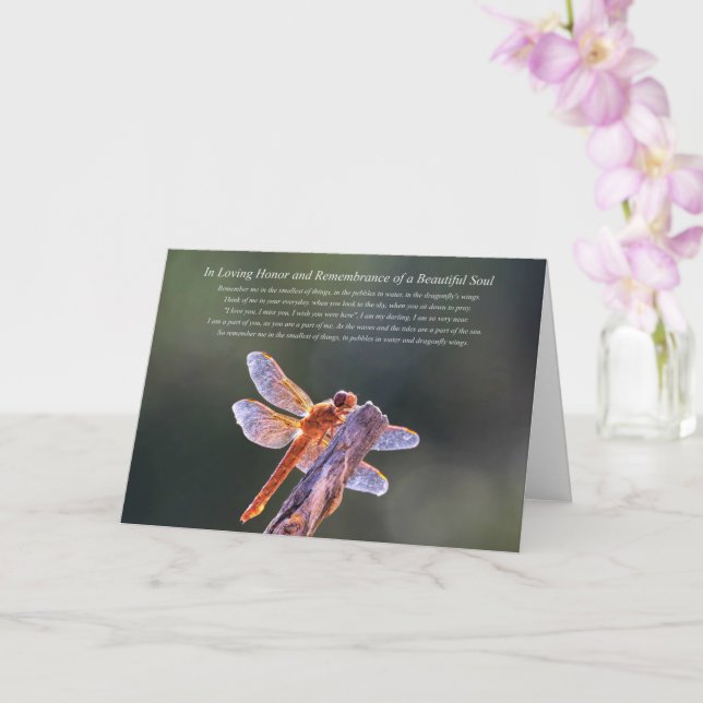 Remembrance Sympathy Spiritual Memorial Dragonfly Card (Orchid)