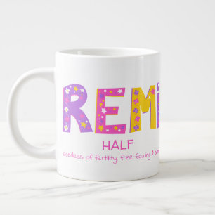 Remi girls name meaning pink purple flower stars giant coffee mug