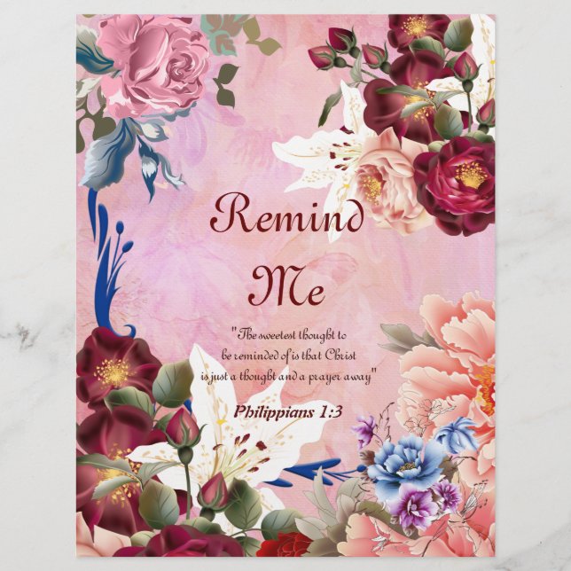 Remind Me Poem Personalized Paper (Front)