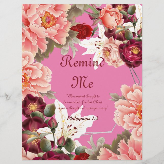 Remind Me Poem Personalized Paper (Front)