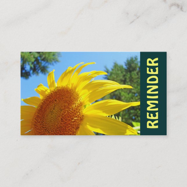 Reminder Appointment Cards Sunflowers Service Card (Front)