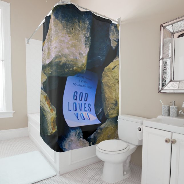 Reminder of God's Love For You. Christian Faith Shower Curtain (In Situ)