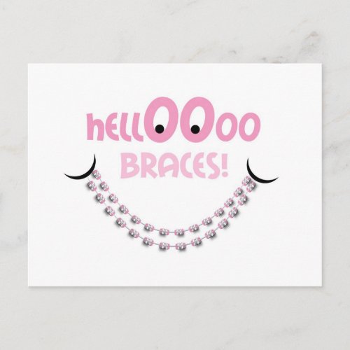 Reminder Orthodontic Appointment Hello Braces Pink Postcard