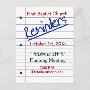 REMINDER POSTCARD - NOTEPAPER - MULTI-PURPOSE