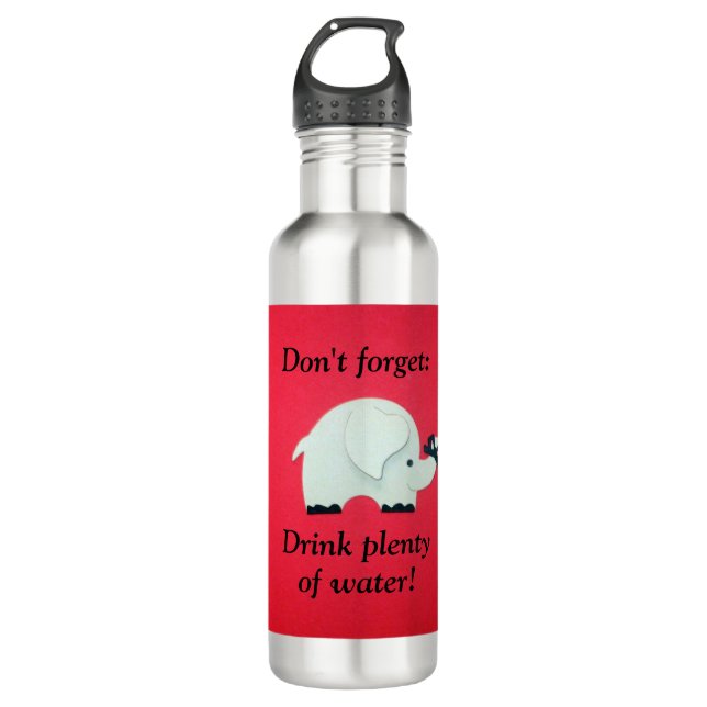 Reminder to drink water stainless steel water bottle (Front)