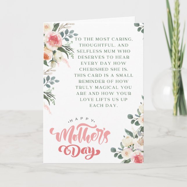 reminder to selfless MOM,mother's day card floral (Front)
