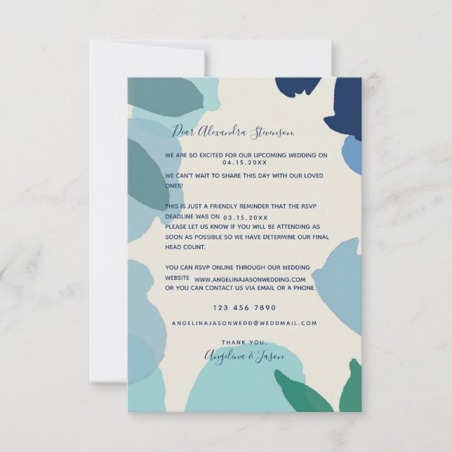 Reminder Wedding Invitation RSVP Card (Front)