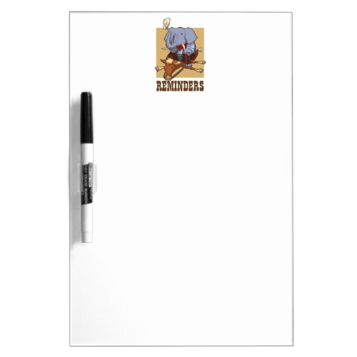 Reminders Funny Cartoon Cowboy Elephant Dry Erase Board