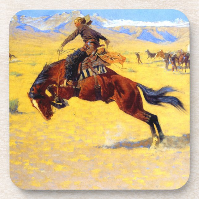 Remington Old West Horse and Cowboy Beverage Coaster (Front)