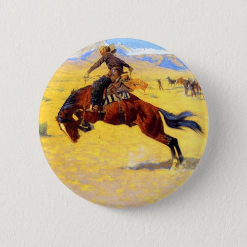 Remington Old West Horse and Cowboy Button