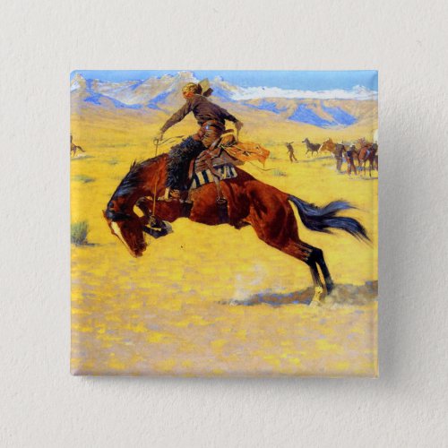 Remington Old West Horse and Cowboy Button