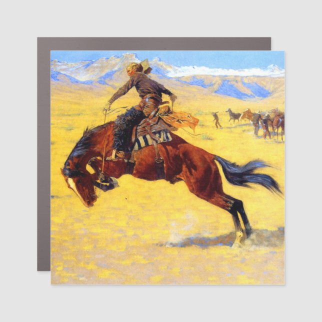 Remington Old West Horse and Cowboy Car Magnet (Front)