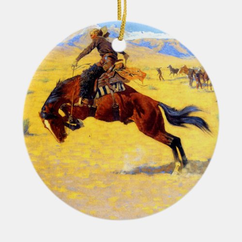 Remington Old West Horse and Cowboy Ceramic Ornament