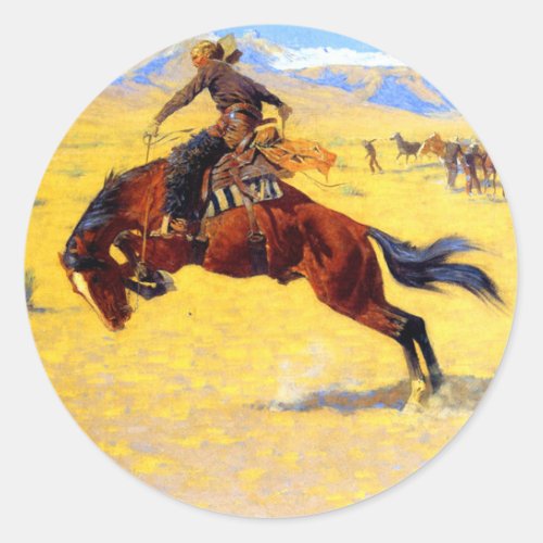 Remington Old West Horse and Cowboy Classic Round Sticker