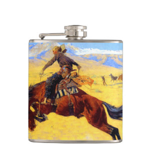 Remington Old West Horse and Cowboy Flask