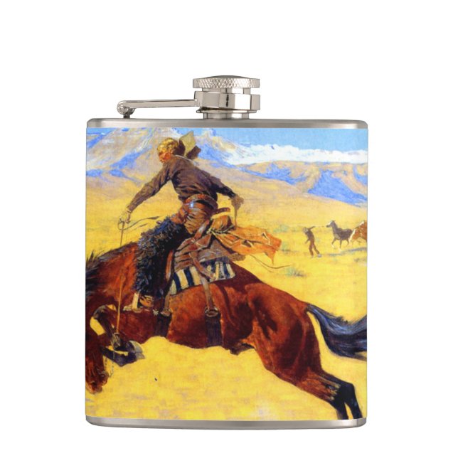 Remington Old West Horse and Cowboy Flask (Front)