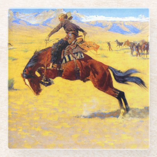 Remington Old West Horse and Cowboy Glass Coaster