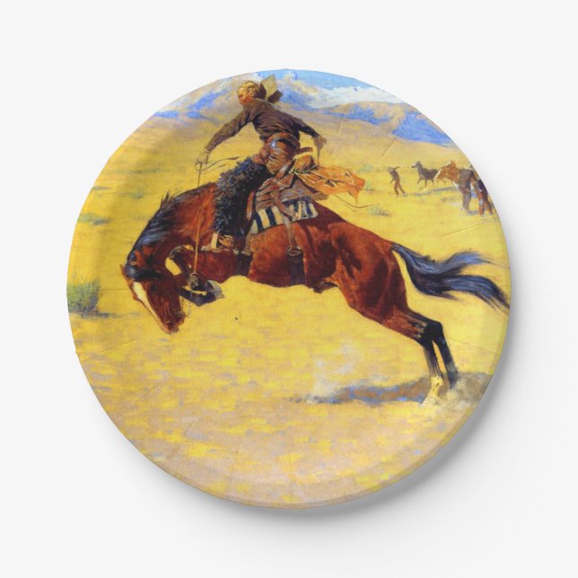 Remington Old West Horse and Cowboy Paper Plates (Front)