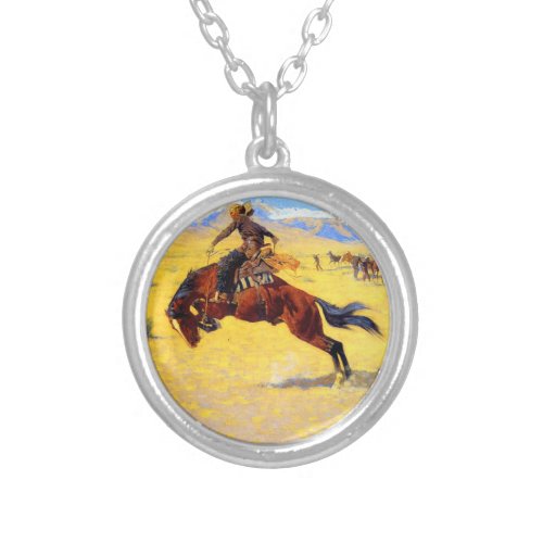 Remington Old West Horse and Cowboy Silver Plated Necklace