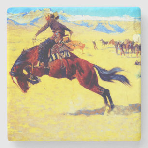 Remington Old West Horse and Cowboy Stone Coaster
