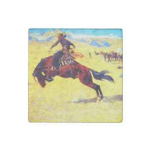 Remington Old West Horse and Cowboy Stone Magnet