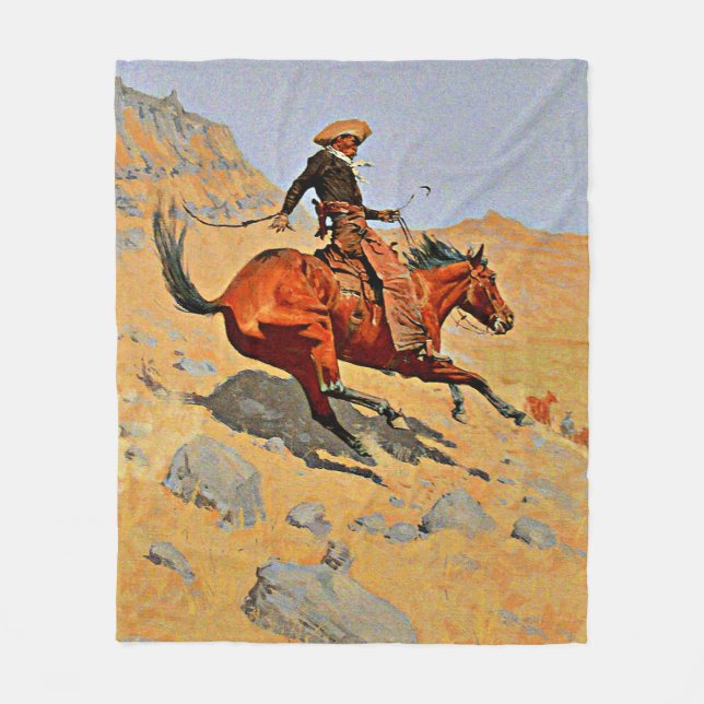 Remington - The Cowboy, famous painting Fleece Blanket (Front)