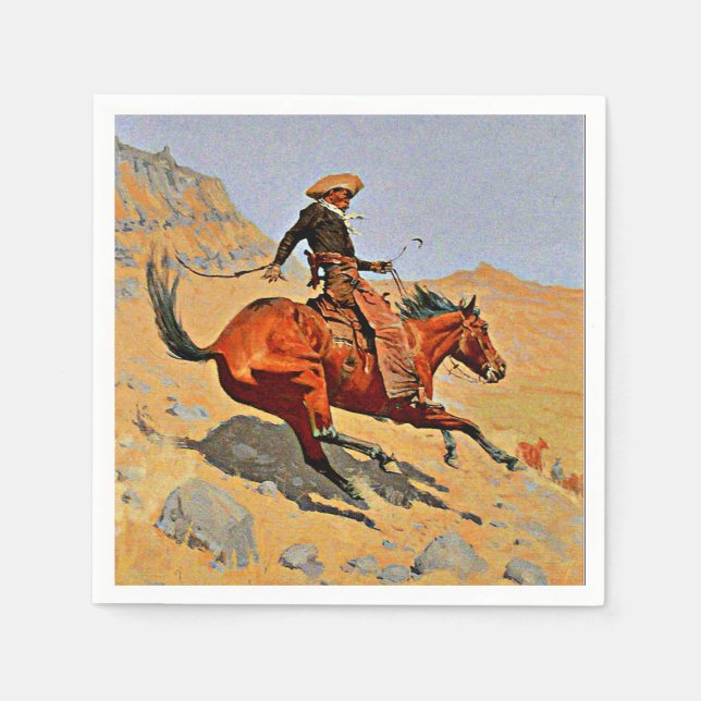 Remington - The Cowboy, famous painting Napkins (Front)