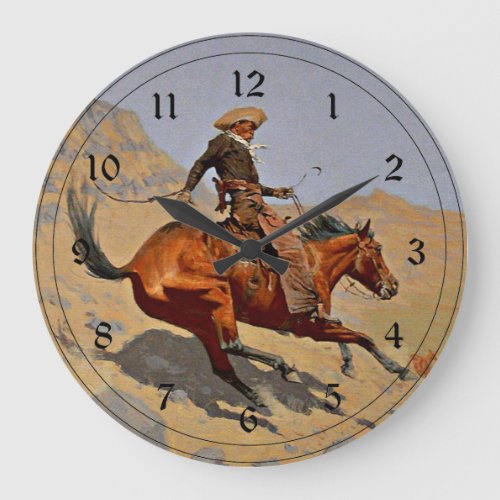 Remington The Cowboy  Large Clock