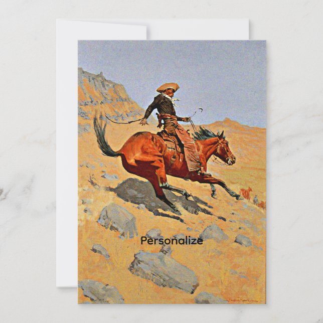 Remington - The Cowboy, Personalize Holiday Card (Front)
