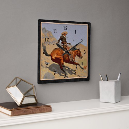 Remington The Cowboy Square Wall Clock