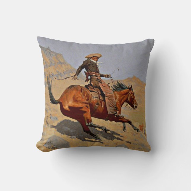 Remington - The Cowboy Throw Pillow (Front)
