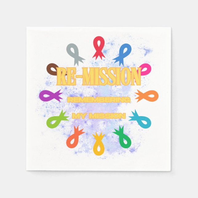 Remission cancer ribbons napkins (Front)
