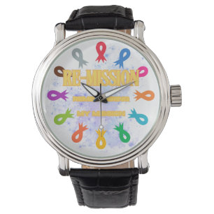 Remission cancer ribbons watch