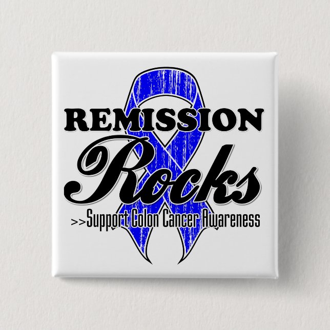 Remission Rocks - Colon Cancer Awareness Button (Front)