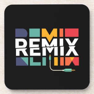 Remix Audio DJ Music Retro Geometric Graphic Beverage Coaster
