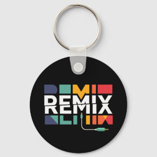 Remix Audio   DJ Music Retro Geometric Graphic Keychain