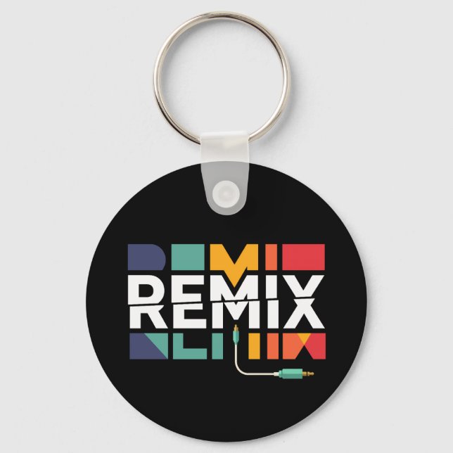 Remix Audio | DJ Music Retro Geometric Graphic Keychain (Front)
