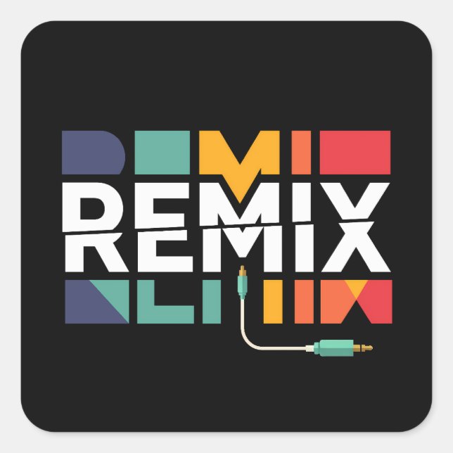 Remix Audio | DJ Music Retro Geometric Graphic Square Sticker (Front)