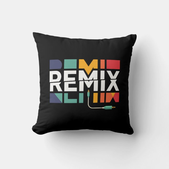Remix Audio | DJ Music Retro Geometric Graphic Throw Pillow (Front)
