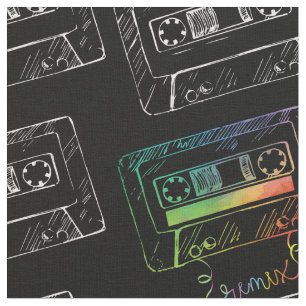 Remix Music Fabric, Hip Hop Cassette Tape Fabric