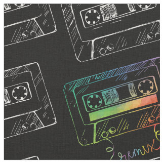 Remix Music Fabric, Hip Hop Cassette Tape Fabric